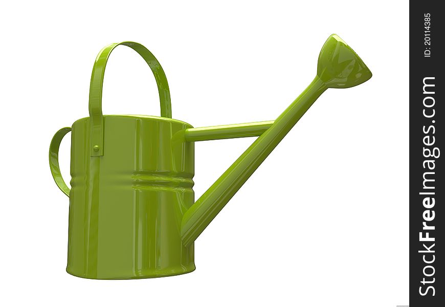 Garden watering can painted isolated on a white background