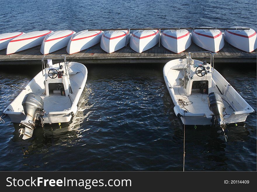 Boats and dock on the charles river boston