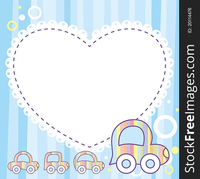 Blue child template with cute cartoon cars