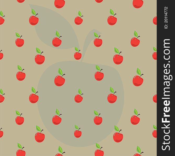 Vector pattern of red apples and green leaves