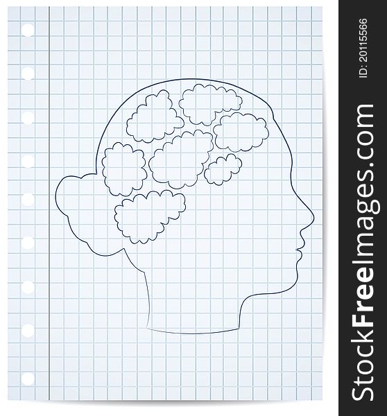 Girl head with thought template, vector