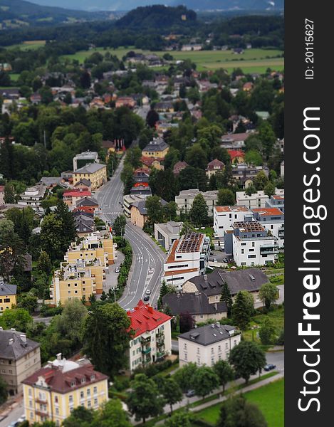 Aerial view of a part of Salzburg(Austria) old town. Aerial view of a part of Salzburg(Austria) old town.