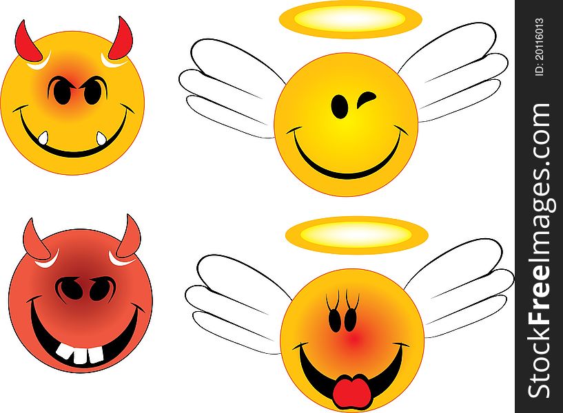 Angels and devils set of batch smiles