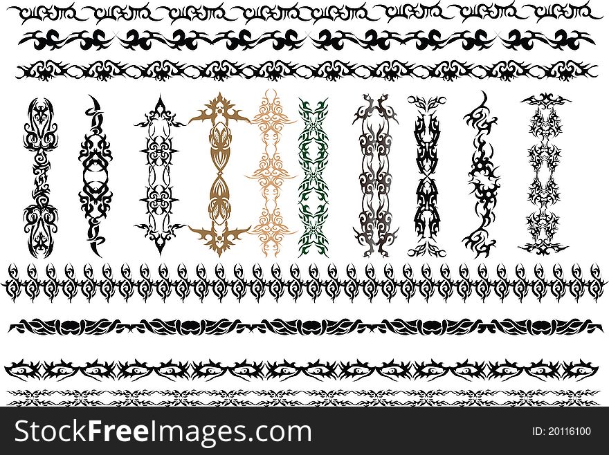Tribal Artwork Collection isolated on white