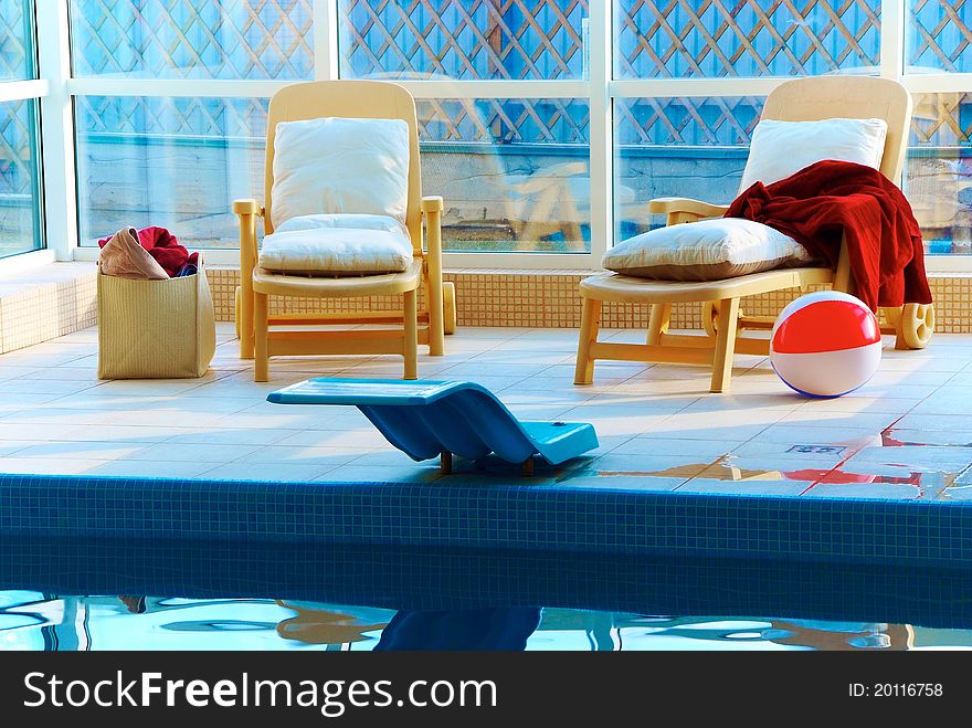 Beach chairs by the indoor pool. Beach chairs by the indoor pool