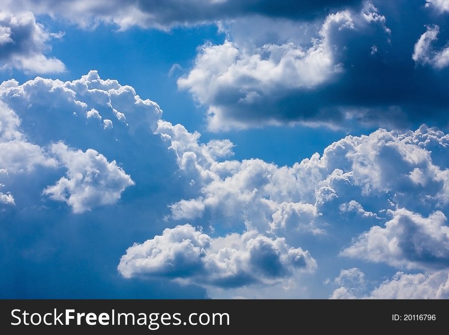 Blue sky with white clouds on sunny day