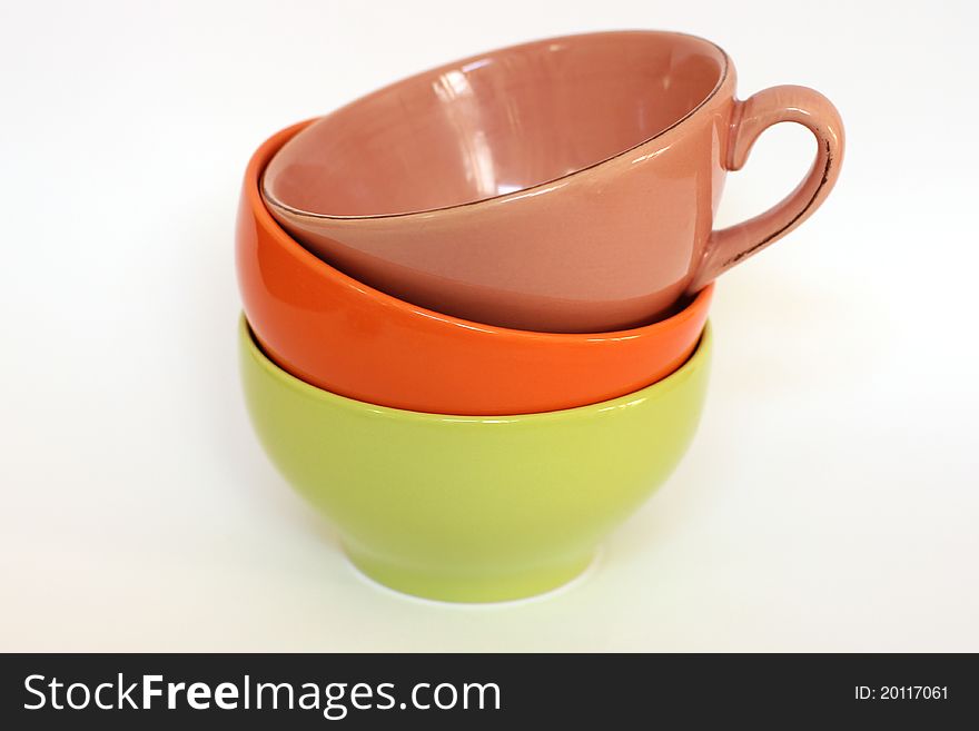 Multicolored bowl on a white background