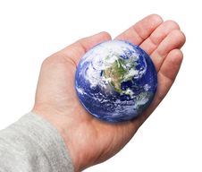 Human Hand Holding The World In Hand Stock Image