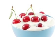 Cherries In Cream Royalty Free Stock Photo