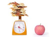 Apple And Pizza Slices Royalty Free Stock Image Apple And Pizza Slices Royalty Free Stock Image