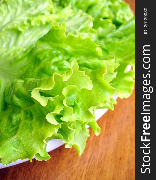 Closeup green lettuce on a table