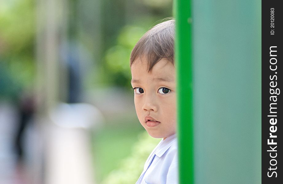 Young asian boy activity at the school