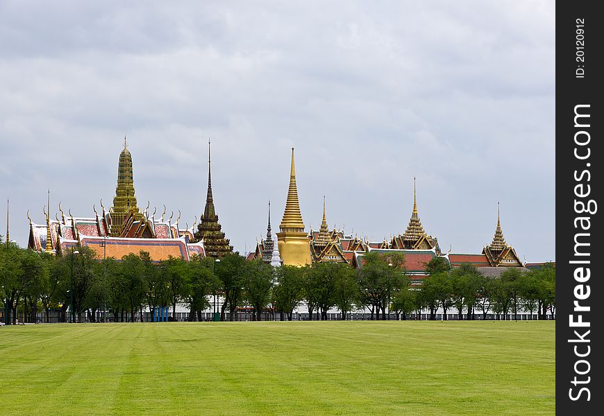 Royal field and Royal temple background landscape