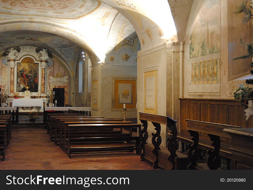 Visit to a small empty church in Italy