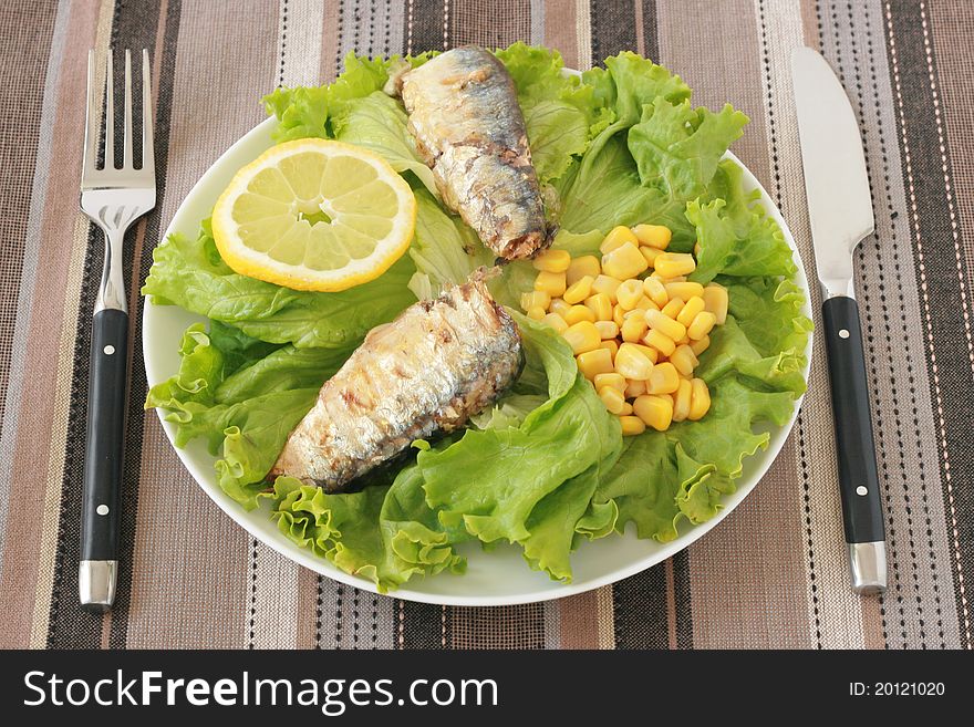 Salad With Sardines And Corn