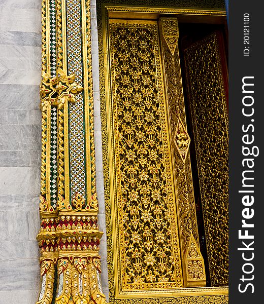 Art of Thai temple window, King Rama IV royal temple