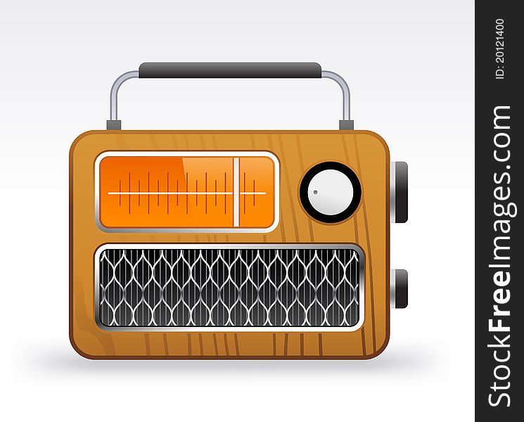 Retro radio on a white background