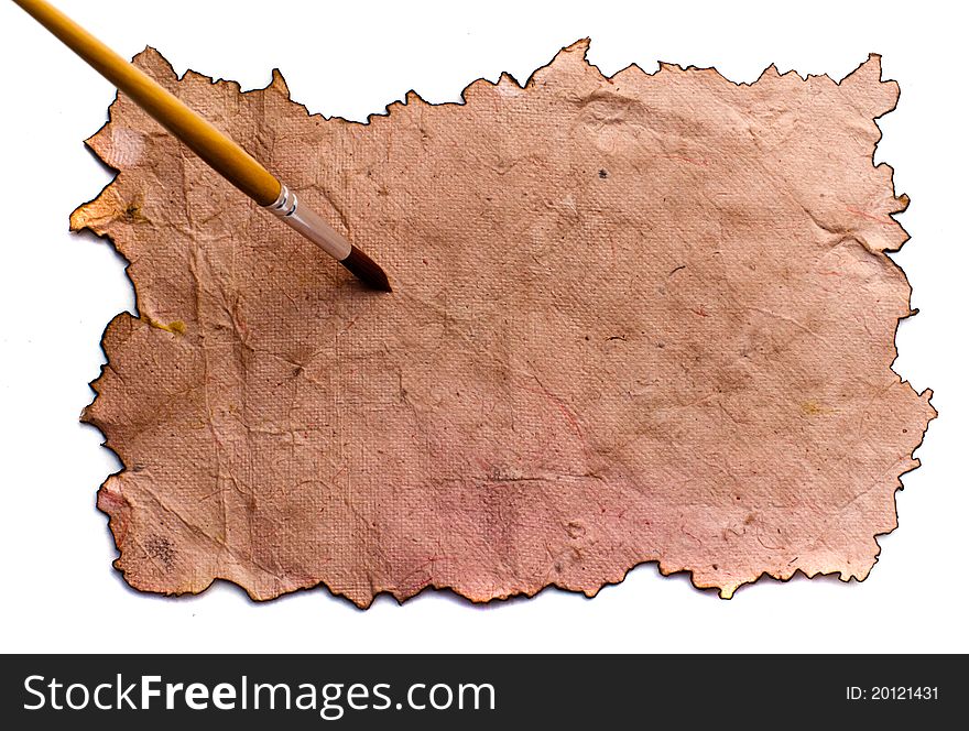 Grunge vintage old paper background with paint  brush