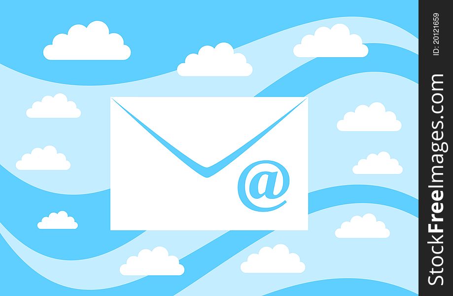 Envelope on blue background