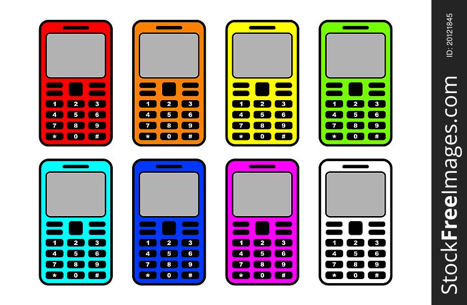 Collection of colorful mobile phones. Collection of colorful mobile phones
