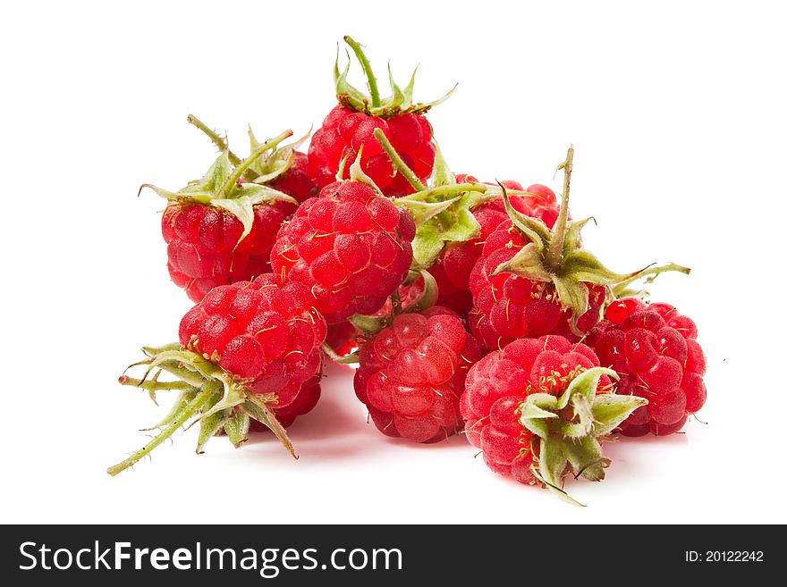 Raspberries isolated on a white