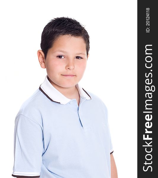 Portrait of a boy on a white background