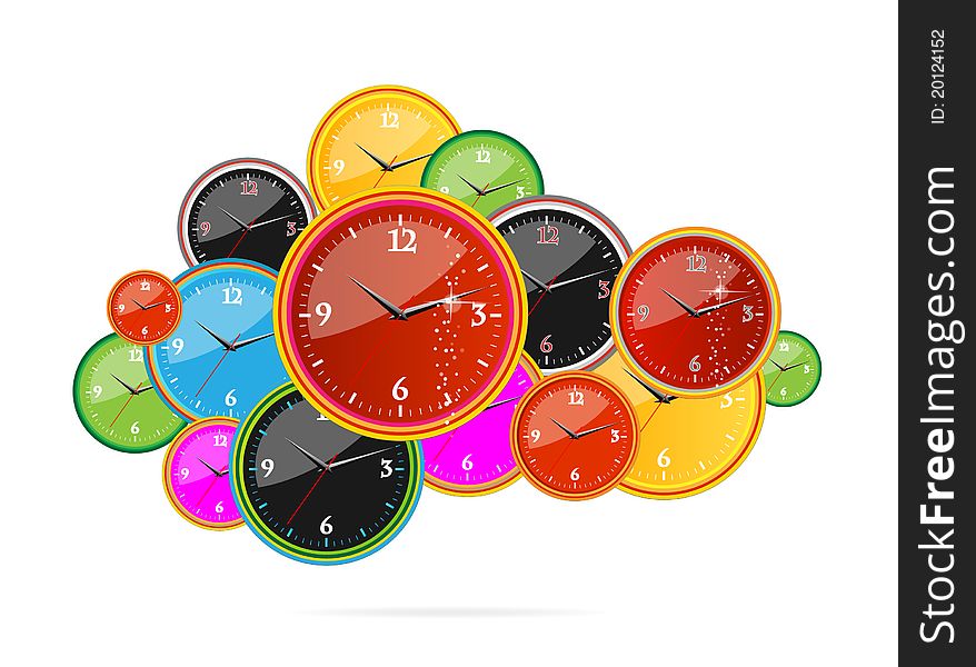 Creative clock red color on the white