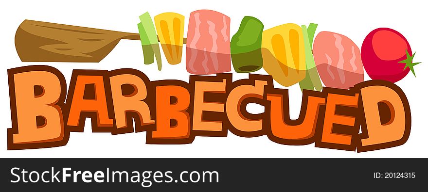 Illustration of isolated letter of barbecued on white background