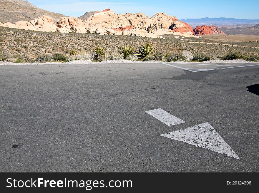 Directional arrow on the parking lot. Directional arrow on the parking lot.