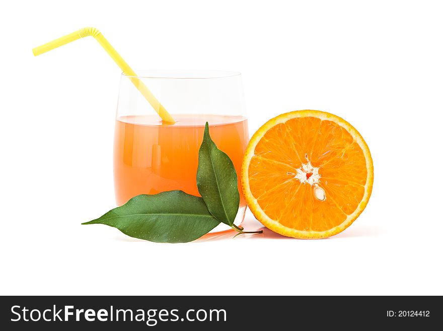 Glass of orange juice isolated on white. Glass of orange juice isolated on white.