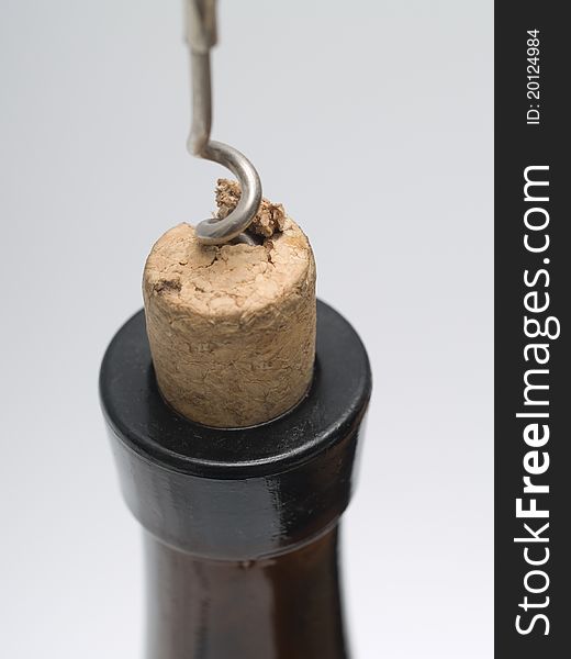 Opening a wine bottle corkscrew