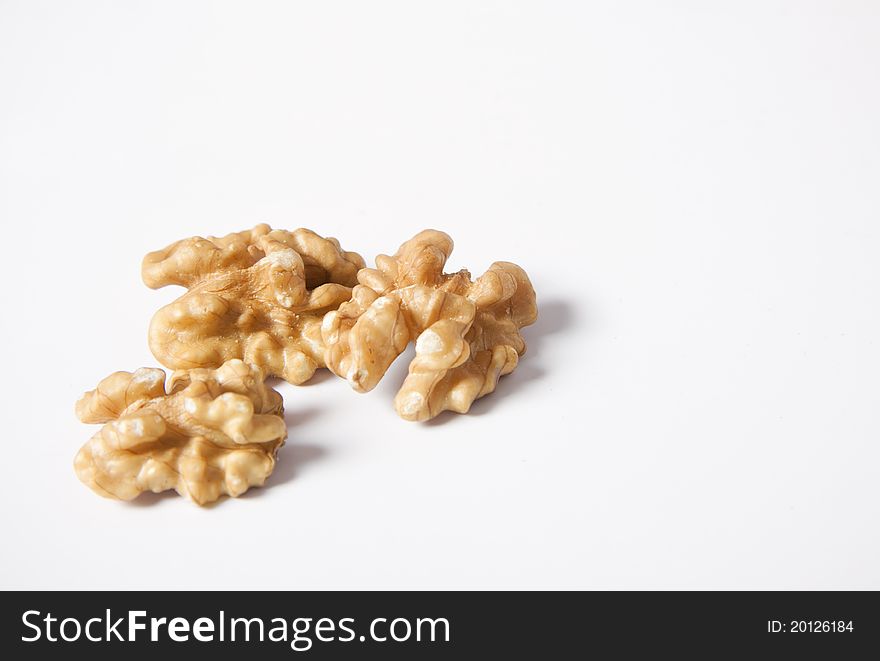 Three nuts on white background