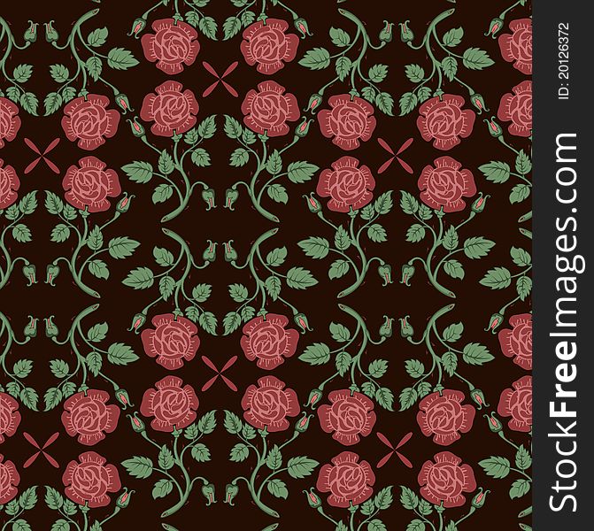 Vector illustration of beautiful retro floral background