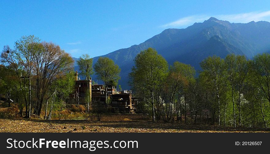 Village in a mountainous area