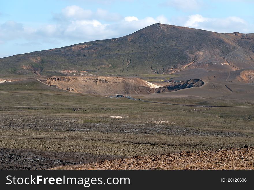 Picture of a crater of the volcano Krafla in Iceland. Picture of a crater of the volcano Krafla in Iceland