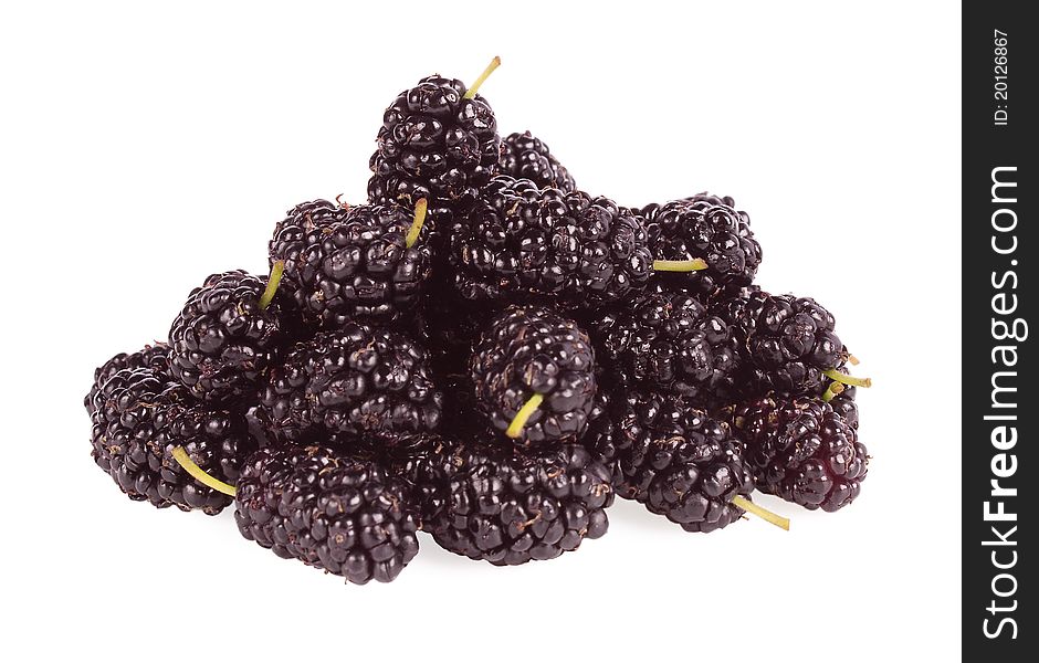 Ripe juicy mulberries isolated on a white. Ripe juicy mulberries isolated on a white