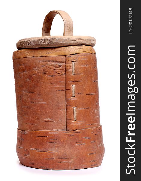 Color photo of a basket of birch bark