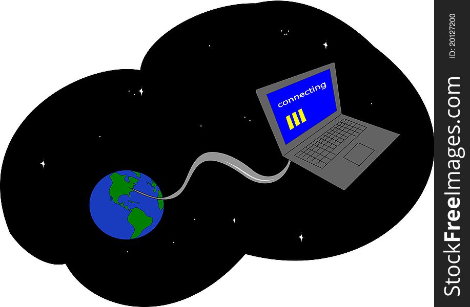 A notebook in space finds it very hard to connect to internet on Earth. A notebook in space finds it very hard to connect to internet on Earth.