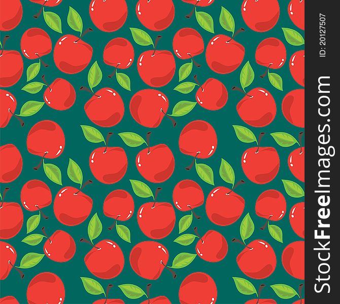 Pattern of red apples and green leaves. Pattern of red apples and green leaves