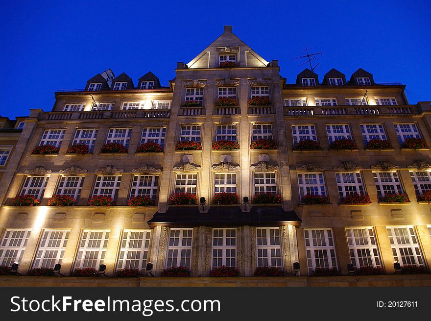 Building in the night. Munich. Germany