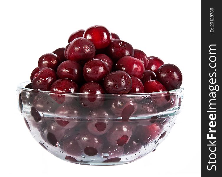 Cherries in glass plate