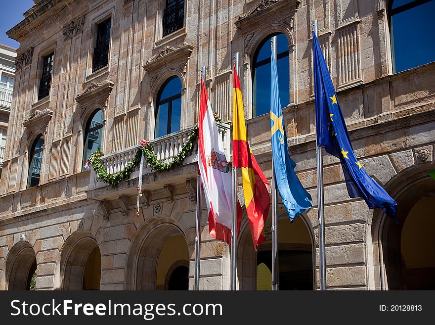 European Flags, Asturias, Spain and Gijon