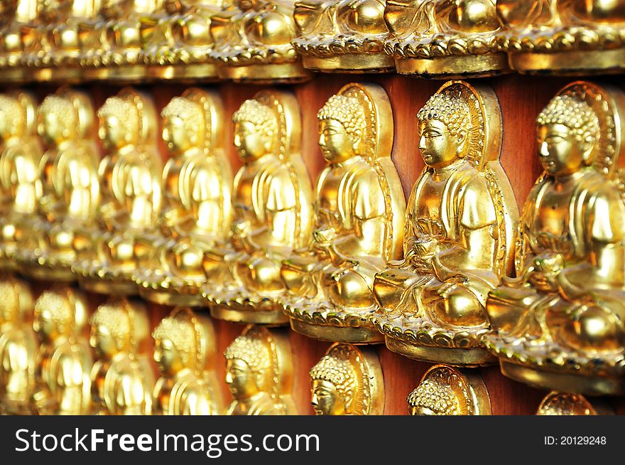 10000 Golden Buddha in Chinese temple