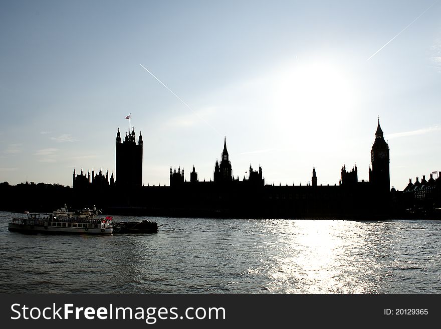 Silhouette of Big Ben and Westminster. Silhouette of Big Ben and Westminster