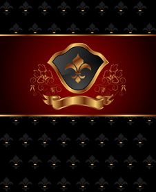 Golden Ornate Frame With Shield Stock Photography Golden Ornate Frame With Shield Stock Photography