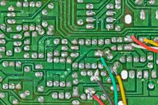 Printed-circuit Board With Electronic Components Stock Photos