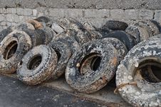 Wasted Old Tyres In The Harbour Royalty Free Stock Image Wasted Old Tyres In The Harbour Royalty Free Stock Image