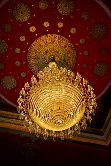 The Huge Old Antique Chandelier From The Ceiling O Stock Image