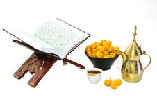 Arabic Coffee With Date Fruit And The Holy Quran Stock Image Arabic Coffee With Date Fruit And The Holy Quran Stock Image