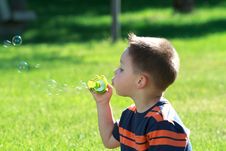 Little Boy Blowing Soap Bubbles Stock Images Little Boy Blowing Soap Bubbles Stock Images